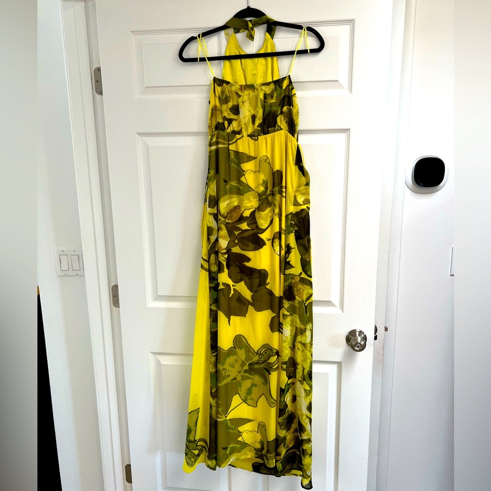 Jessica Simpson yellow floral maxi dress size small